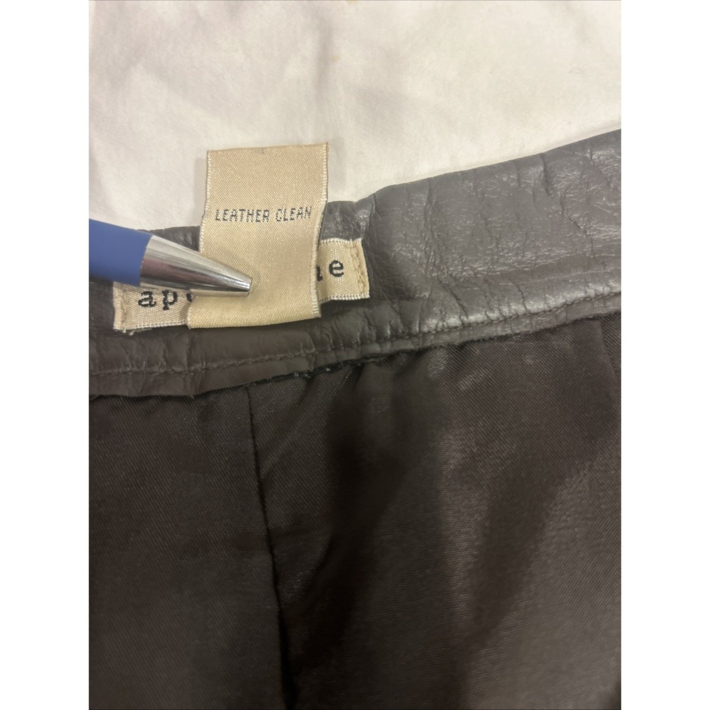 Apostrophe Genuine Leather Pencil Skirt Brown Size 6 Vintage Y2K 90s Minimalist - Picture 3 of 12